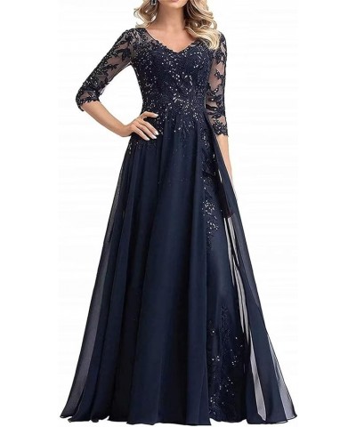 Beaded Appliques Mother of The Bride Dresses with Sleeves Chiffon Long Formal Dresses for Wedding Guest Burgundy $37.50 Dresses