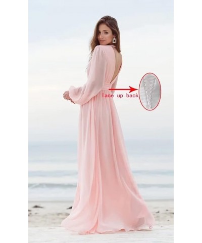 Women's Long Sleeve Bridesmaid Dresses with Slit Long Ruched Formal Evening Party Gown Fuchsia $33.54 Dresses