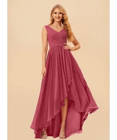 Maxi High Low Long Bridesmaid Dresses Chiffon Ruched Empire Waist Summer Spaghetti Strap Slit Flowy Evening Gowns Teal $32.00...