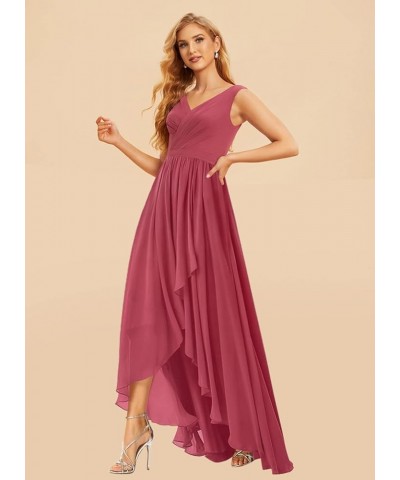 Maxi High Low Long Bridesmaid Dresses Chiffon Ruched Empire Waist Summer Spaghetti Strap Slit Flowy Evening Gowns Teal $32.00...