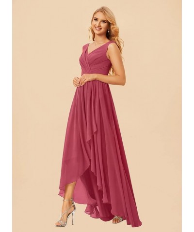 Maxi High Low Long Bridesmaid Dresses Chiffon Ruched Empire Waist Summer Spaghetti Strap Slit Flowy Evening Gowns Teal $32.00...