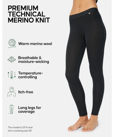 Merino Wool Base Layer Pants for Women, Thermal Long Johns Black $28.57 Underwear