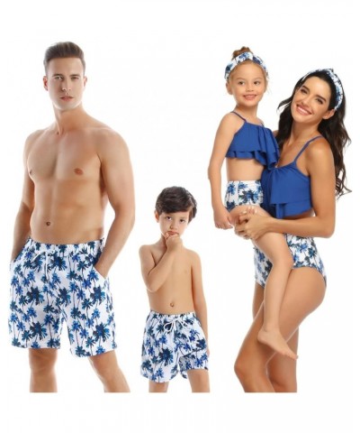 Family Matching Swimwear, Women Bikini Set, Mother Daughter Swimsuits Father Son Trunks Bathing Suit Girls Blue $10.32 Swimsuits