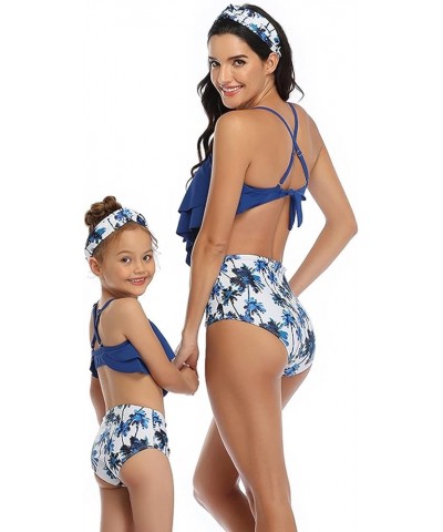 Family Matching Swimwear, Women Bikini Set, Mother Daughter Swimsuits Father Son Trunks Bathing Suit Girls Blue $10.32 Swimsuits