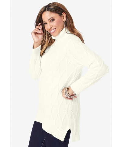 Women's Plus Size Cable Turtleneck Sweater New Sage $20.75 Sweaters