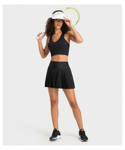 XNYAMA Women Pleated Tennis Skirts with Shorts,Women's High Waisted Golf Workout Running Cheerlead Athletic Skorts Black Acti...