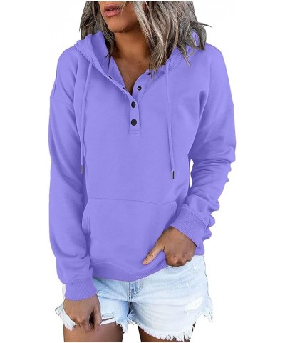 Hoodies for Women Button Up Casual Long Sleeve Hooded Sweatshirts 2023 Trendy Loose Fit Drawstring Pullover Tops with Pocket ...