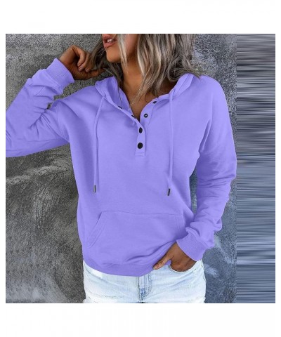 Hoodies for Women Button Up Casual Long Sleeve Hooded Sweatshirts 2023 Trendy Loose Fit Drawstring Pullover Tops with Pocket ...