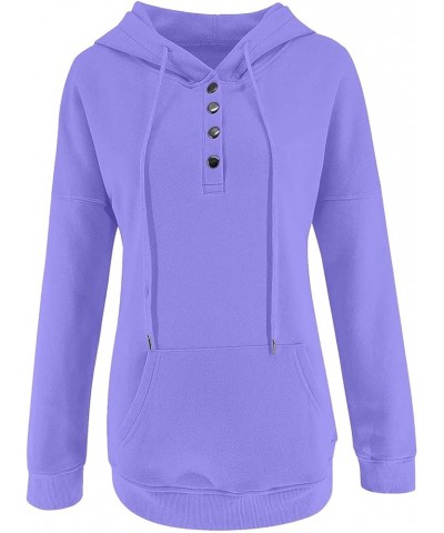 Hoodies for Women Button Up Casual Long Sleeve Hooded Sweatshirts 2023 Trendy Loose Fit Drawstring Pullover Tops with Pocket ...