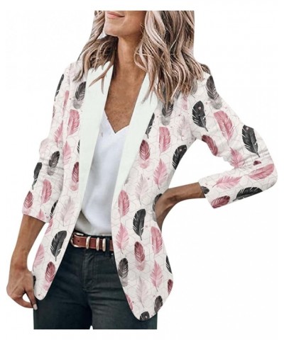 Womens 3/4 Sleeve Blazer Open Front Cardigan Jacket Work Office Blazer,Loose Boyfriend Blazers Suit for Women Qr38pink $13.86...