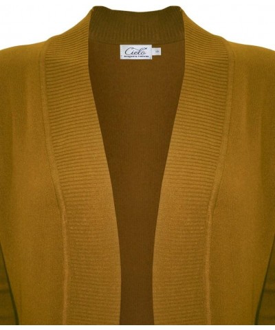 Women's Solid Basic Long Line Open Front Pockets Knit Sweater Cardigan Mustard $19.70 Sweaters