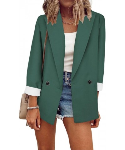 Women's Casual Blazer Open Front Tunic Tops Lapel Collar Long Sleeve Coat with Pocket Plus Size Spring Office Outwears C-gree...