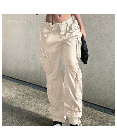 Cargo Jeans for Women Street Style Low-Waist Cargo Pants Button Stretch Cinch Bottom Y2K Denim Cargo Streetwear 2024 Beige $1...