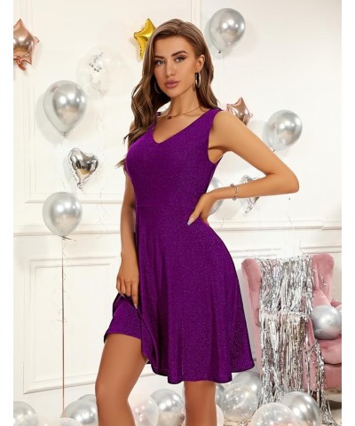 Cocktail Party Dress Teen Sparkly Modest Prom Holiday Dress Glitter Sequin Wedding Guest Dress 2024 Grape $18.00 Dresses