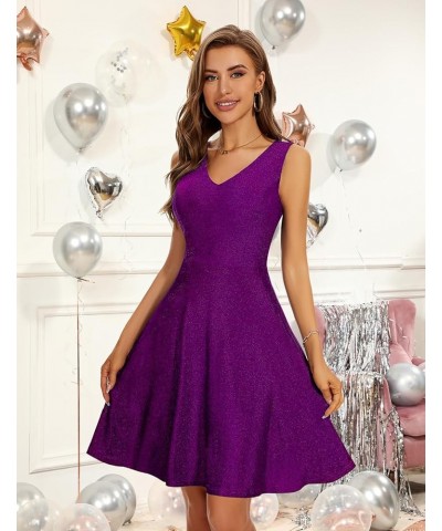 Cocktail Party Dress Teen Sparkly Modest Prom Holiday Dress Glitter Sequin Wedding Guest Dress 2024 Grape $18.00 Dresses