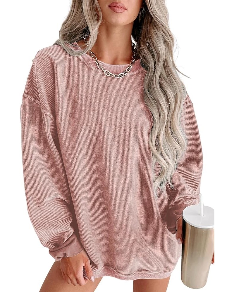 Women's Casual Sweatshirts Long Sleeve Crewneck Pullover Tops Fashion Hoodies Outfits Solid D-blank Pink $17.35 Hoodies & Swe...