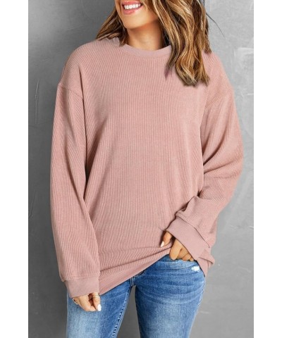 Women's Casual Sweatshirts Long Sleeve Crewneck Pullover Tops Fashion Hoodies Outfits Solid D-blank Pink $17.35 Hoodies & Swe...