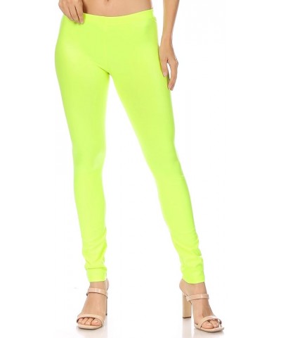 Matte Liquid High Waist Stretch Leggings - Made in USA Neon Lime $12.40 Leggings