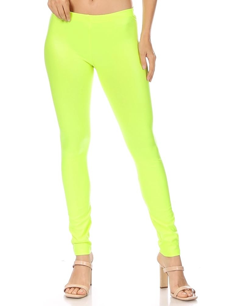 Matte Liquid High Waist Stretch Leggings - Made in USA Neon Lime $12.40 Leggings