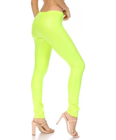 Matte Liquid High Waist Stretch Leggings - Made in USA Neon Lime $12.40 Leggings