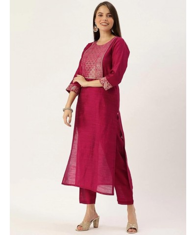 kurta set for women wedding Party Wear Indian style kurti set for women ready to wear Red-4 $31.02 Tops