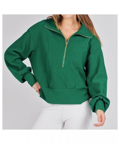 Women's Usa Sweatshirt 1/4 Zipper O-Neck Pullover Tops Star Print Long Sleeve Shirt Summer Fall Blouse X3green $9.43 Activewear