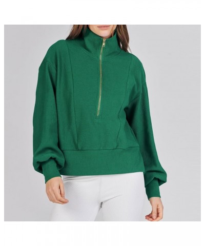 Women's Usa Sweatshirt 1/4 Zipper O-Neck Pullover Tops Star Print Long Sleeve Shirt Summer Fall Blouse X3green $9.43 Activewear