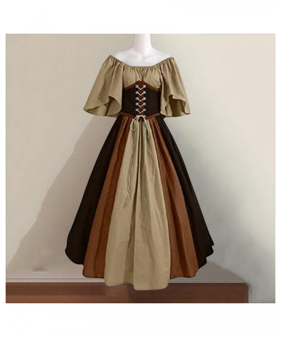 Women Vintage Goth Grunge Goddess Peplum Lolita Costumes Cosplay Dresses for Women Hippie Medieval Dresses Z-l33 Coffee $12.8...