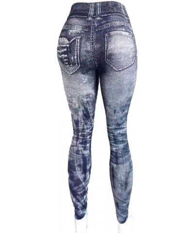 Leggings for Women Distressed Ripped Denim Jeggings High Waist Tummy Control Yoga Pants Stretchy Skinny Jeans Tights A01navy ...