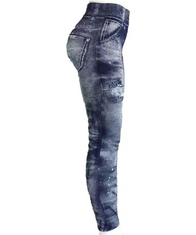 Leggings for Women Distressed Ripped Denim Jeggings High Waist Tummy Control Yoga Pants Stretchy Skinny Jeans Tights A01navy ...