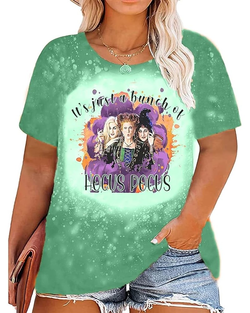 Plus Size Hocus Pocus Tshirt Women Halloween Bleached Shirt Sanderson Sisters Graphic Tees Short Sleeve Fall Tops Green $7.79...