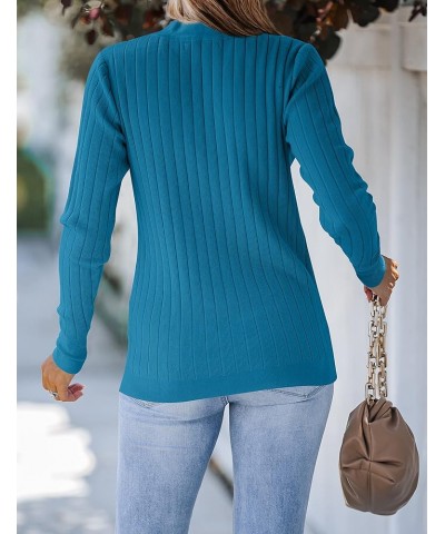 Women's 2023 Long Sleeve V Neck Ribbed Button Knit Sweater Solid Color Tops Teal $22.95 Sweaters