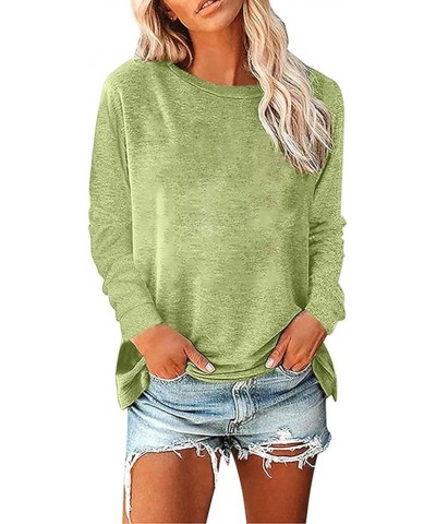 Oversized Crewneck Sweatashirts for Women Long Sleeve Tunic Tops Dressy Plus Size Blouses Trendy Pullover Tshirts 03 Green, W...