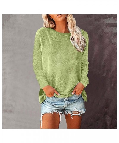 Oversized Crewneck Sweatashirts for Women Long Sleeve Tunic Tops Dressy Plus Size Blouses Trendy Pullover Tshirts 03 Green, W...