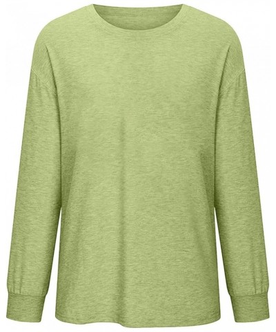 Oversized Crewneck Sweatashirts for Women Long Sleeve Tunic Tops Dressy Plus Size Blouses Trendy Pullover Tshirts 03 Green, W...