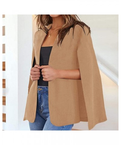 Blazer for Women Loose Cloak Cape Blazer Split Sleeve Open Front Lightweight Office Jacket Workwear Trench Outwear 02khaki $1...