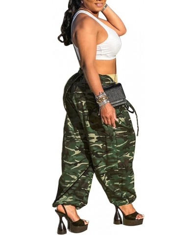 Womens Casual Demin Harem Jumpsuit Plus Size Camo Spaghetti Strap Sleeveless Wide Leg Baggy Overalls Romper Pants Bl19546-gre...