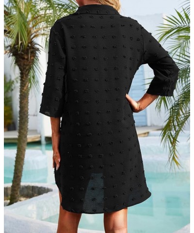 Swimsuit Cover Up Women Swiss Dots Bikini Swimwear Beach Bathing Suit Coverup Dress Shirt Black $15.89 Swimsuits