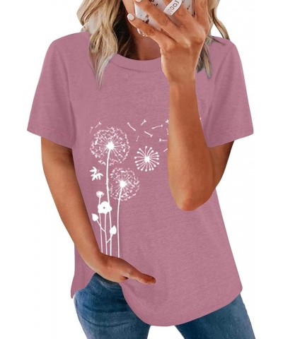 Women's Casual Crew Neck Basic Short Sleeve T Shirts Blouse Tops A Pink $10.50 Tops