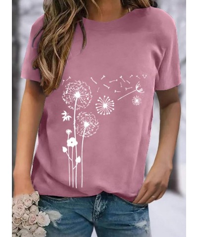 Women's Casual Crew Neck Basic Short Sleeve T Shirts Blouse Tops A Pink $10.50 Tops