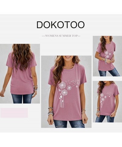 Women's Casual Crew Neck Basic Short Sleeve T Shirts Blouse Tops A Pink $10.50 Tops