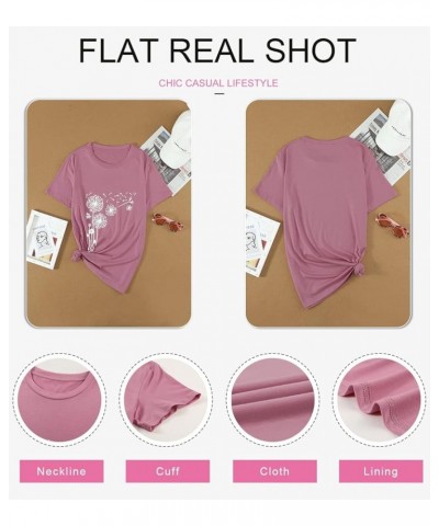 Women's Casual Crew Neck Basic Short Sleeve T Shirts Blouse Tops A Pink $10.50 Tops