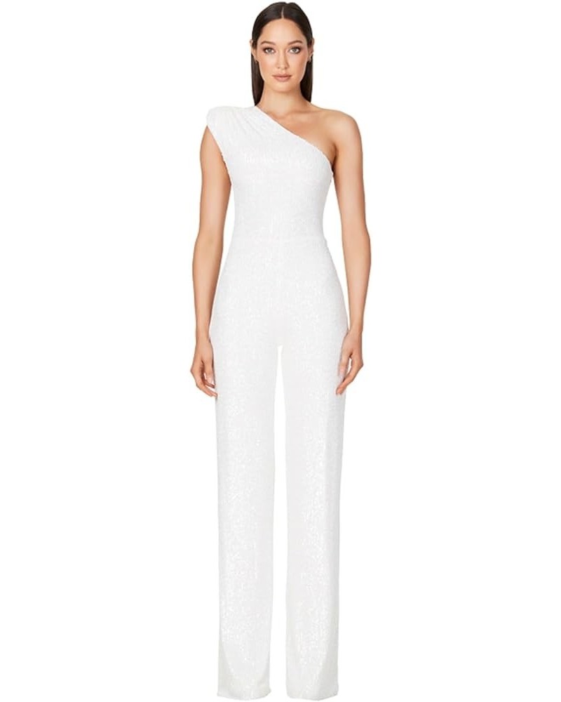 Women's Sparkly Sequin Jumpsuits Ladies Shiny Sequin Overalls Pants White $21.73 Overalls