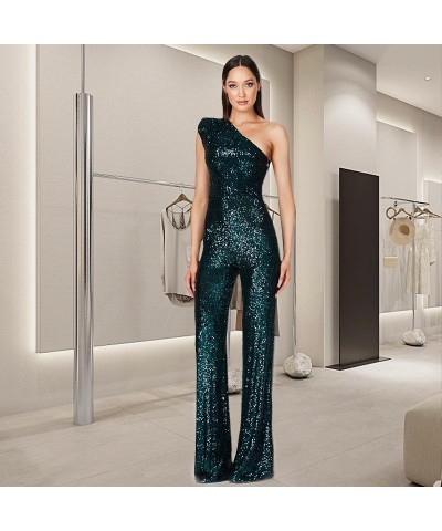 Women's Sparkly Sequin Jumpsuits Ladies Shiny Sequin Overalls Pants White $21.73 Overalls