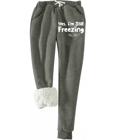 Women's Warm Sherpa Lined Athletic Sweatpants Winter Thicken Outdoor Long Pants High Waisted Athletic Jogger Pants Blue $8.63...