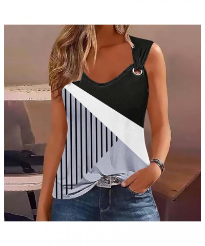 Geometric Tank Tops for Women Sleeveless Round Neck Top Knotted Summer Tops Casual Loose Fit Shirts 2024 Trendy Sky Blue-5 $3...