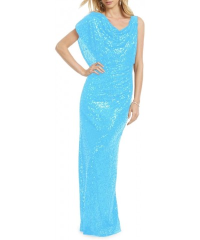 Women's Mermaid Sequin Evening Dresses Sparkly Long Formal Dress with Sleeves Blue One Sleeve $38.00 Dresses