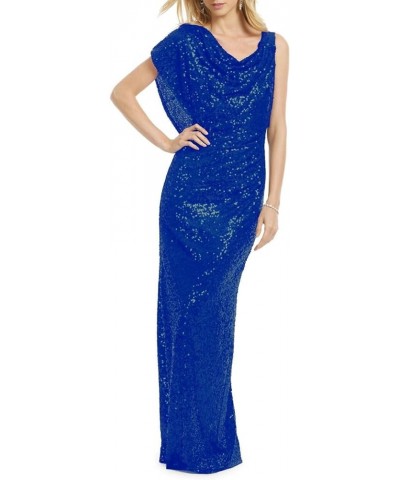 Women's Mermaid Sequin Evening Dresses Sparkly Long Formal Dress with Sleeves Blue One Sleeve $38.00 Dresses