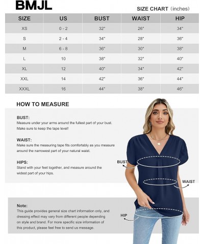 Women's Dressy Casual Blouses White Business Work Tops Petal Short Sleeve V Neck T Shirt Summer Outfits 2024 Blue $12.71 Blouses