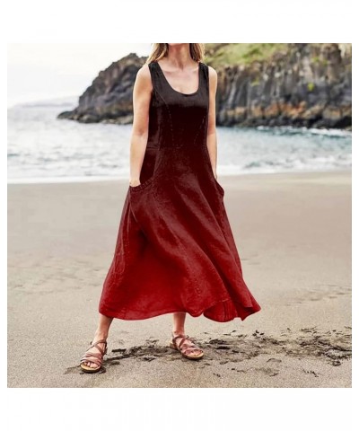 Summer Dresses for Women 2024 Maxi Black Printed Sundresses Flower Girl Beach Plus Size Linen Dress for Women Summer 19-wine ...